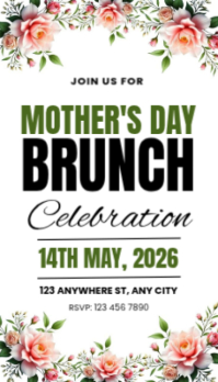 White Floral Mother's Day Brunch Celebration Business Card 名片 template