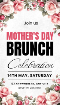 White Floral Mother's Day Brunch 名片 template