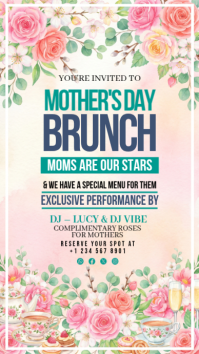 White Floral Mother's Day Brunch Digital Display template