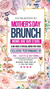 White Floral Mother's Day Brunch Digital Display template