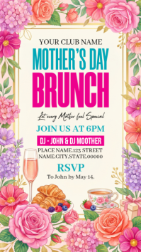 White Floral Mother's Day Brunch Instagram Story template