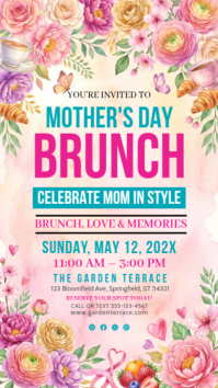White Floral Mother's Day Brunch Instagram Story template