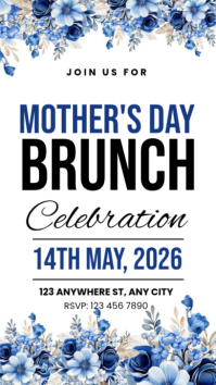 White Floral Mother's Day Brunch Instagram Story template