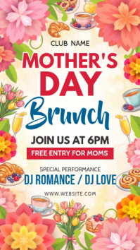 White Floral Mother's Day Brunch Instagram Story template