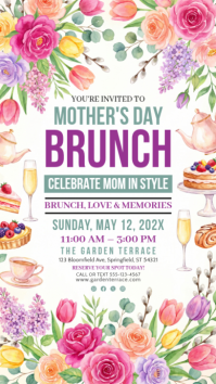 White Floral Mother's Day Brunch Instagram Story template