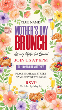 White Floral Mother's Day Brunch Instagram Story template
