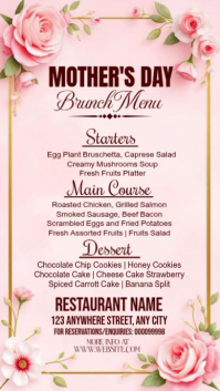 White Floral Mother's Day Brunch Menu | Brunch Menu Template Instagram Story Video