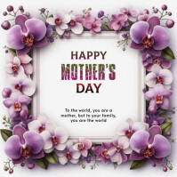White Floral Mother's Day Card Logo template