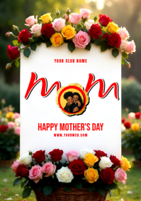 White Floral Mother's Day Celebration A4 template