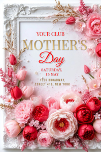 White Floral Mother's Day Celebration Banner 4' × 6' template