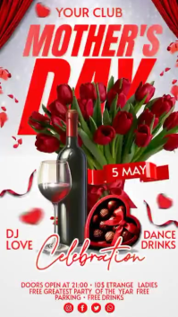 White Floral Mother's Day Celebration Digital Display Video Digitalanzeige (9:16) template