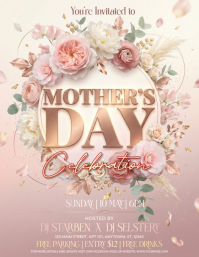 White Floral Mother's Day Celebration Flyer template