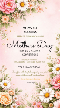White Floral Mother's Day Celebration Instagram Story template