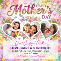 White Floral Mother's Day Celebration Square Vierkant (1:1) template