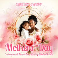 White Floral Mother's Day Collage Celebration Square Quadrado (1:1) template