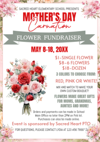White Floral Mother's Day Flower Fundraiser A4 template