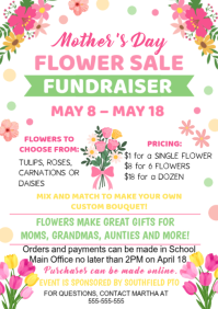 White Floral Mother's Day Flower Sale A4 template