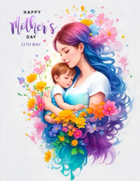 White Floral Mother's Day Flyer Video Volante (Carta US) template