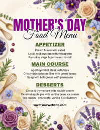 White Floral Mother's Day Food Menu Flyer template