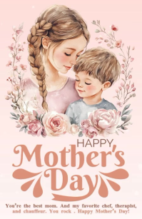 White Floral Mother's Day Half Page Wide Video Halv side bred template
