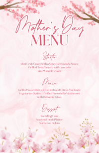 White Floral Mother's Day Menu Half Page Wide Halv side bred template
