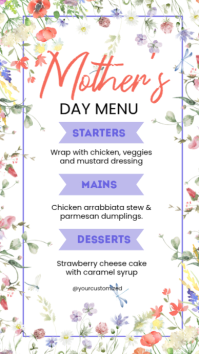 White Floral Mother's Day Menu Instagram Story template