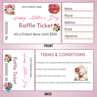 White Floral Mother's Day Raffle Ticket Instagram Post template