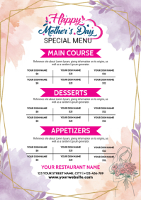 White Floral Mother's Day Special Menu A4 template