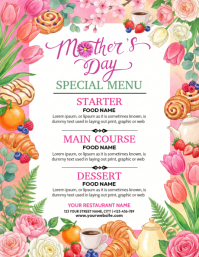 White Floral Mother's Day Special Menu Flyer 传单(美国信函) template