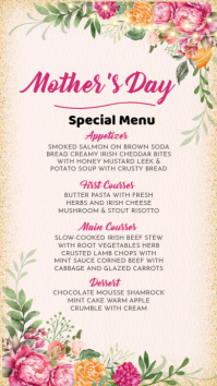 White Floral Mother's Day Special Menu Instagram Story template