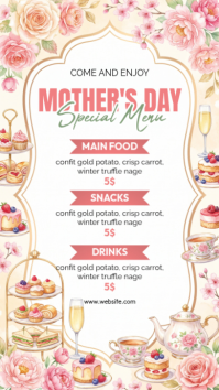 White Floral Mother's Day Special Menu Instagram Story template