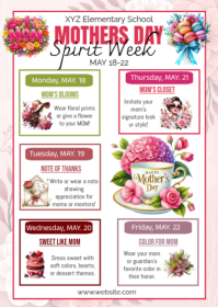 White Floral Mother's Day Spirit Week A6 template