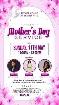 White Floral Mother’s Day Service  Digital Display (9:16) template