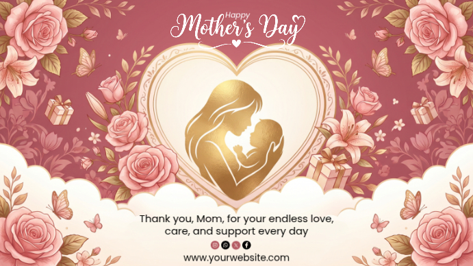 White floral mother's day digital display Template | PosterMyWall
