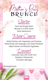 White Floral Mothers Day Brunch Menu Us Legal template
