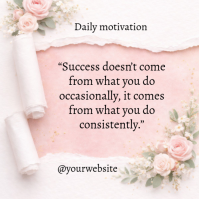 White Floral Motivational Quote Square template