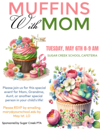White Floral Muffins with Mom Event Invite Flyer template