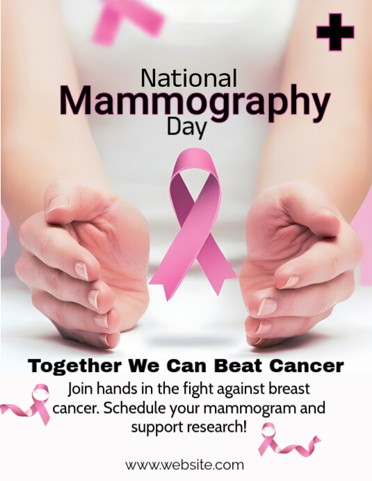 White Floral National Mammography Day Flyer (us Letter) เทมเพลต ...