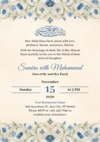 White Nikah Invitation A6 Template