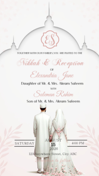 White Floral Nikkah & Reception Invitation Instagram Story template