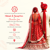 White Floral Nikkah and Reception Invitation Instagram Post Iphosti le-Instagram template