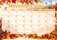 White November 2026 Calendar A4 Template