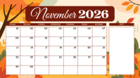 White November 2026 Calendar งานแสดงผลงานแบบดิจิทัล Template