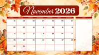 สีขาว November Calendar Tampilan Digital Template