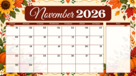Blanc November 2026 Calendar Desktop Wallpaper Digitalt display Template