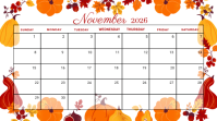 White November 2026 Calendar Pagtatanghal Template