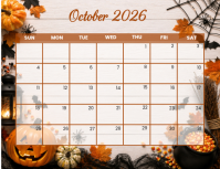Hvid October 2026 Calendar Iflaya Template