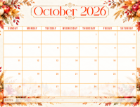 White October 2026 Calendar Pamflet Template