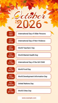 Gul October 2026 Calendar Ekran reklamowy Template