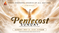 White Floral Pentecost Sunday Invitation Digital Display template